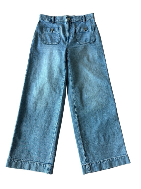 LOFT Denim - LOFT Palmer Denim Wide Leg Crop Pants Size 25 In Refined Blue